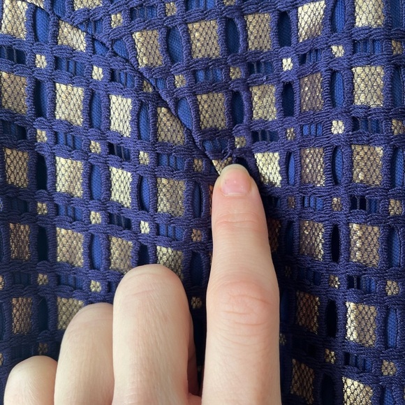 Just Me Navy Blue Fit & Flare Dress | Size Small purple gold women’s party Y2K - Picture 15 of 15